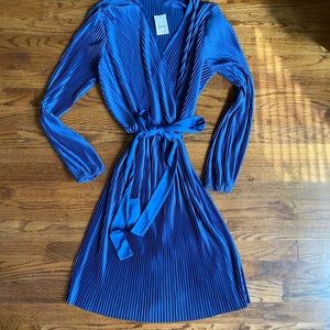 C & Co. Blue Ribbed Dress with Bow Size: L NWT!